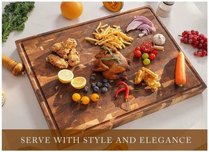 Wooden Rectangle Chopping Block Anti-Slip Feature Natural Wood Grain Pattern Kitchen Cutting <b>Board</b> - Product Image 4