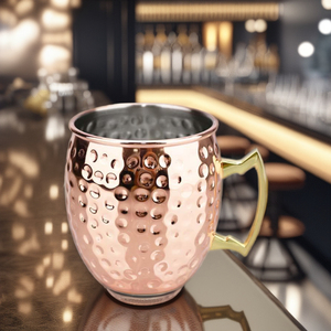 Boccale Martellato in Rame e Acciaio Inossidabile per Cocktail Moscow Mule Bicchiere da Vino e da Bar - Product Image 6