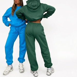 Trendy Womens Hoodie and Trouser <b>Set</b> Casual Two Piece Tracksuit Soft Cotton Fleece Jogger Outfit Comfortable Winter Loungewear - Product Image 1