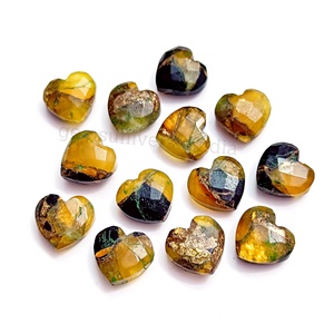 Cuentas de piedras preciosas facetadas en forma de corazón de turquesa Oyster de 10 mm, turquesa Mohave tallada a mano, piedras preciosas sueltas para la fabricación de joyas. - Product Image 2