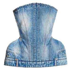 Corsé Vintage Personalizado al por Mayor para Mujer, Corsé Estructurado con Bolsillos Clásicos Invertidos, Tops Casuales de Mezclilla sin Tirantes para Mujer - Product Image 2