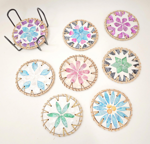 Rattan Mother Of Pearl Coaster <b>Placemat</b> Wholesale Eco-friendly Handmade Mother of Pearl Coaster - Product Image 5