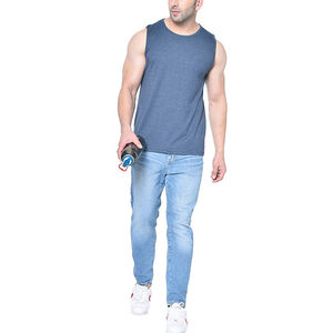 Débardeurs d'entraînement respirants à séchage rapide pour hommes à prix abordable, manches courtes, coupe ajustée, en polyester/coton, couleur et logo personnalisables - Product Image 5