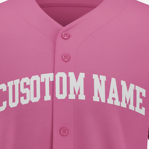 Maillot de baseball rose personnalisé pour homme, à manches courtes, col en V, boutonné sur le devant, en polyester respirant, vêtement de sport - Product Image 6