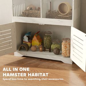 Cream White Large Hamster Cage with <b>Storage</b> <b>Cabinet</b> Clear Transparent Panels for Multiple <b>Small</b> Pets Including Rats - Product Image 5