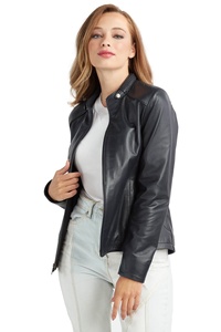 Nouvelle veste en cuir pour femme 100% cuir véritable respirante grande taille unie teinte - Product Image 6