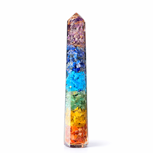 Tour de cristal d'orgone 7 chakras en gros, 7 pouces, poli, de haute qualité, baguette naturelle, obélisque énergétique de guérison pour la méditation et le Reiki - Product Image 1