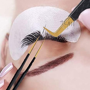 Pinzas para pestañas con punta curvada de precisión, herramienta de extensión de pestañas, accesorio de belleza de acero inoxidable para uso en salón - Product Image 6