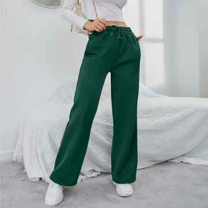 Women Casual High <b>Waist</b> Joggers Loose Fit Straight Leg Cotton <b>Trousers</b> <b>Elastic</b> <b>Waist</b> Drawstring Solid Color Pants Sportswear - Product Image 6