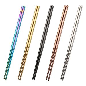 Hot China Wholesale 304 Stainless Steel Korean <b>Chopsticks</b> Business Gifts <b>Reusable</b> Multicolor Lightweight Tableware - Product Image 1