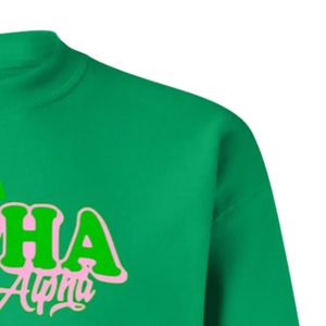 Sudadera Verde AKA con Gráficos, Cuello Redondo, Manga Larga, Puños Acanalados, Informal, para Mujer, Top de Felpa, Moda Urbana, para Uso Diario - Product Image 4
