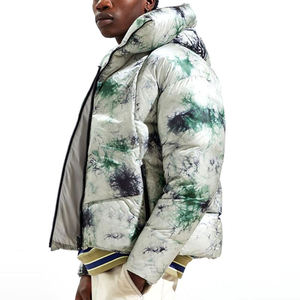 Wholesale Custom <b>Men's</b> Tie Dye Puffer Jacket <b>Winter</b> Streetwear Warm Oversized Bubble <b>Coat</b> Thick Windproof Hooded <b>Parka</b> Jacket - Product Image 2