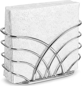 Porta Servilletas Cromado Vertical, Dispensador Decorativo de Toallas de Papel Metálico Ondulado, Soporte de Mesa para Servilletas de Cóctel, Organizador de Mesa para Comedor - Product Image 2