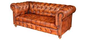 Sofá de Dos Plazas de Cuero Buff de Moda con Elegante Sofá Chesterfield de Cuero Buff Premium para Sala de Estar - Product Image 6