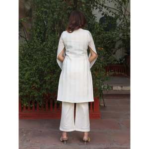 Ensemble Kurta en coton ivoire à manches trois-quarts, taille XS - Product Image 4