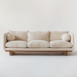 Auténtico Sofá de 3 Plazas Estilo Japandi con Acabado Natural - Product Image 1