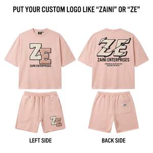 ZAINI ENTERPRISES เสื้อยืดสตรีทแวร์ผู้ชาย ชุดเสื้อยืดคอกลมผ้าฝ้ายสีชมพู พิมพ์ลายตัวอักษร ชุดลำลองฤดูร้อน - Product Image 1
