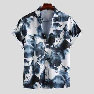 Chemise hawaïenne décontractée pour homme |   Col montant |   Tissu sergé |   Design tropical numérique |   Tissu en polyester confortable - Product Image 1