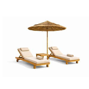 ARTERRA Luxury Modern Adjustable Solid Wood Teak Sun Lounger Set <b>Cushion</b> Table Umbrella Manual <b>Recliner</b> for Poolside Resort - Product Image 4