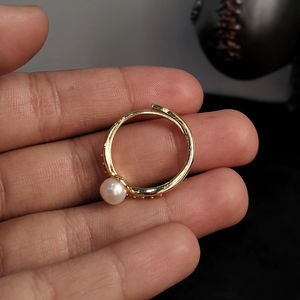 AD Freshwater Pearl Floral <b>Adjustable</b> <b>Ring</b> Free Size Open Band Pearl Jewelry <b>Ring</b> Resizable Supplier - Product Image 3