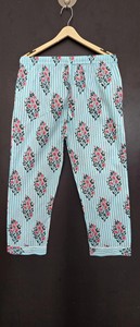 Pyjama d'été exquis pour femme, imprimé floral floqué, en coton écologique, coupe droite, pantalon plissé à taille élastique - Product Image 5