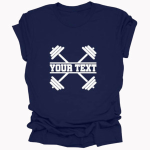 Camiseta Negra de Manga Corta para Hombre con Estampado de Texto Personalizado de Mancuernas Cruzadas, Cuello Redondo, Estilo Informal, Ajuste Deportivo, para Fisicoculturismo - Product Image 3