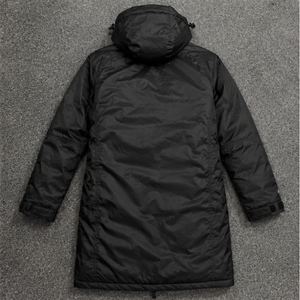Unisex <b>Long</b> <b>Hooded</b> <b>Puffer</b> <b>Jacket</b> Canvas Shell Nylon Windproof Standard Polyester Winter Coat Casual Zipper Closure Solid Black - Product Image 2