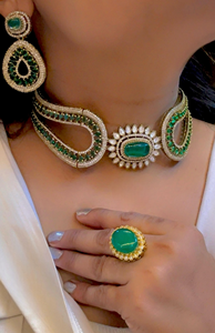 Premium Quality Designer Necklace With <b>Beautiful</b> <b>Earrings</b> And Adjustable Ring Perfect For Party Wear, Weddings Luxury Appeal - Product Image 2