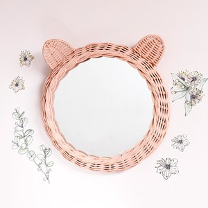 Tendance chaude rotin lapin lapin miroirs enfants chambre décor meilleure vente osier fabriqué à la main beau miroir suspendu - Product Image 5