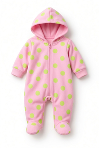 Mono con Capucha para Bebé Unisex 100% Algodón, Personalizable, Suave, Transpirable, Ecológico, con Estampado de Lunares, para Recién Nacidos - Product Image 4