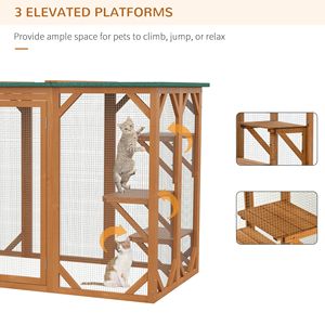 Gabbia per Animali Domestici XXL in Legno con Tetto in Asfalto e Piattaforme Multi-Livello - Ampia Porta d'Ingresso per Gatti da Interno - Product Image 6