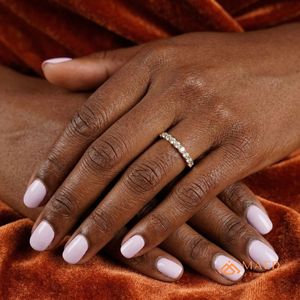 18K Yellow Gold Plated Moissanite Band <b>Dainty</b> Micro Pavé Wedding <b>Ring</b> for Women High Quality mossonite Stackable Eternity <b>Ring</b> - Product Image 4