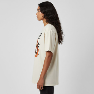 Camiseta Personalizada Unisex con Estampado Gráfico, Diseño de Esqueleto 'Never Look Back', Estilo Urbano, Algodón Orgánico, Corte Holgado, Lavado Vintage, Manga Corta - Product Image 6