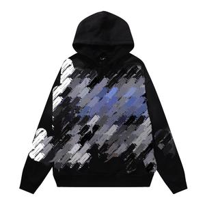 Sudadera con Capucha Extra Grande para Hombre, Estampado de Pintura Abstracta, Estilo Casual Urbano, Azul y Negro, Corte Regular, Tejido de Algodón, Ropa de Otoño - Product Image 4