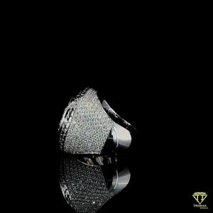 Lab Grown Diamond Round Cluster Signet <b>Ring</b> Iced Out Hip Hop Statement <b>Ring</b> Luxury Men's Baguette Halo <b>Cocktail</b> <b>Ring</b> - Product Image 5