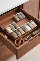Plateau d'organisation d'épices en bois empilable et pliable pour tiroirs de cuisine, rangement de placards et organisation domestique