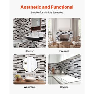 Azulejos Autoadhesivos de 10 Hojas, 12 x 12 x 0.78 Pulgadas / 305 x 305 x 2.0 mm, para Revestimiento de Pared Tipo Metro, 12 x Tile - Product Image 6