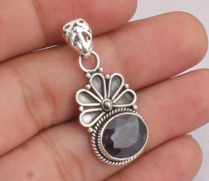 Vintage Black Onyx <b>Silver</b> Pendant 925 <b>Solid</b> <b>Silver</b> Handcrafted Retro Style Statement Pendant Gothic Ethnic Jewelry Wholesale - Product Image 1