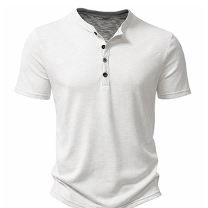 Camiseta de Manga Corta Transpirable de Alta Calidad 100% Algodón, Cuello Henley Clásico, Informal para Hombre, Ecológica, al por Mayor - Product Image 6