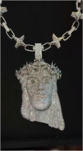 Cadena Cubana Personalizada con Colgante de Cabeza de Jesús, Cadena Cubana con Diamantes Moissanite, Plata 925, Joyería Hip Hop - Product Image 2