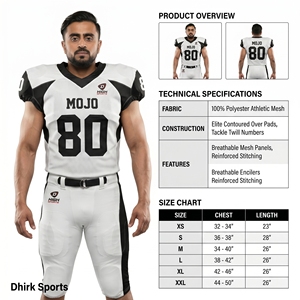 Maillot de football américain personnalisé 100 % polyester respirant à col en V pour équipe, uniforme unisexe adulte lycée, imprimé MOJO - Product Image 5