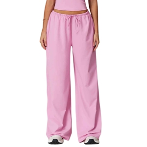 Pantalones de Oficina de Verano para Mujer, Cómodos, de Tela Elástica, Cintura Elástica, Corte Recto, Frente Plano, con Logotipo Estampado - Product Image 3