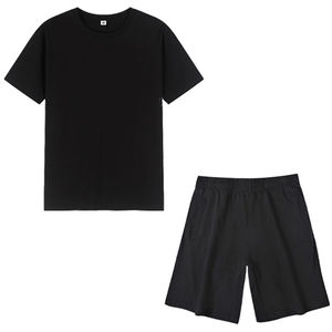 Conjunto de Camiseta de Manga Corta y Pantalones Cortos de Punto Azul Marino Sólido para Hombre, Ropa Casual de Verano - Product Image 4