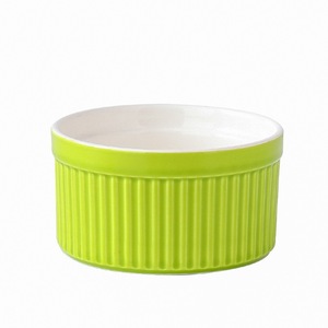 Petits ramequins en céramique colorés à rayures, résistants au four, pour desserts, pour la maison, la cuisine et la pâtisserie en restaurant - Product Image 4