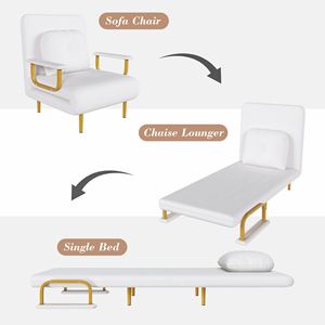 Divano Letto Convertibile 3 in 1 con Schienale Regolabile in 5 Posizioni, Cuscino Estensibile Salvaspazio per Soggiorno - Product Image 5