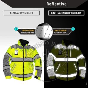 Chaqueta de Seguridad Reflectante Impermeable de Poliéster, Ropa de Seguridad Reflectante de Alta Visibilidad Clase 3, Seguridad Vial Transpirable - Product Image 3