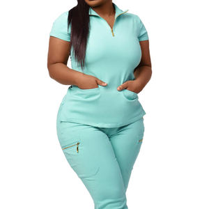 Oferta Especial: Uniformes Médicos Unisex de Satén Transpirables de Secado Rápido, Conjuntos de Enfermería para Clínica, Manga Corta - Product Image 6