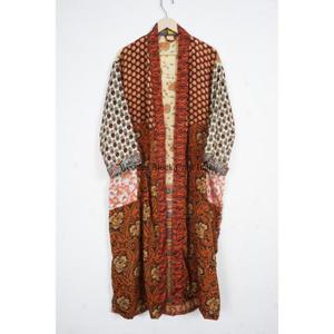 Robe longue en soie pour femme, style kimono vintage imprimé bohème, tenue de plage respirante, taille unique, kimono japonais pour femme - Product Image 1