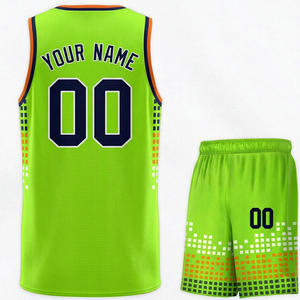 Reddito Sports Custom Green <b>Knitted</b> Breathable Polyester/Cotton Basketball Jersey <b>Set</b> Men's V-Neck Digital Printing Quick Dry - Product Image 3