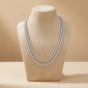 Collier élégant pour femme en or avec diamants de laboratoire, double halo, chaîne statement, style chic superposé, style hip-hop, bijoux fins certifiés - Product Image 3